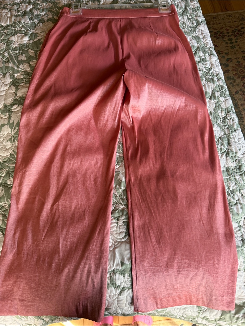 Preston & York Women's Pink/Coral Wide-Leg Chinos
